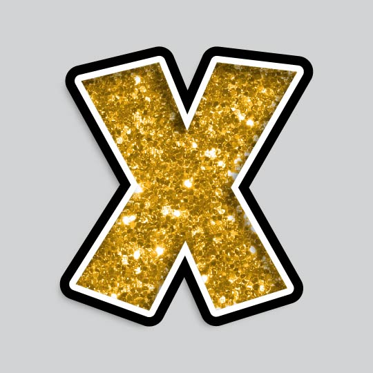 23.5” INDIVIDUAL LUCKY GUY GOLD CHUNKY GLITTER LETTERS