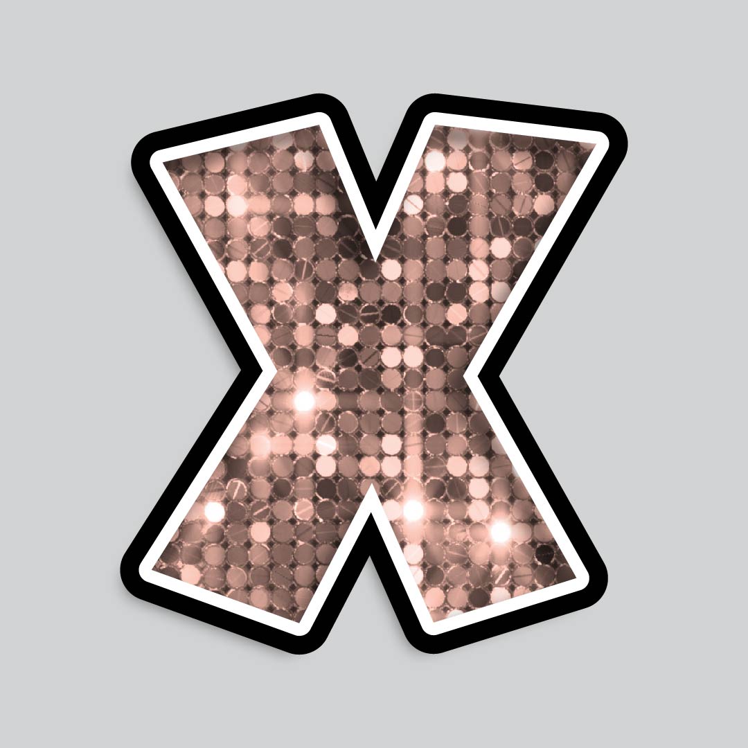 23.5” INDIVIDUAL LUCKY GUY SEQUIN ROSE GOLD SHADOW LETTERS