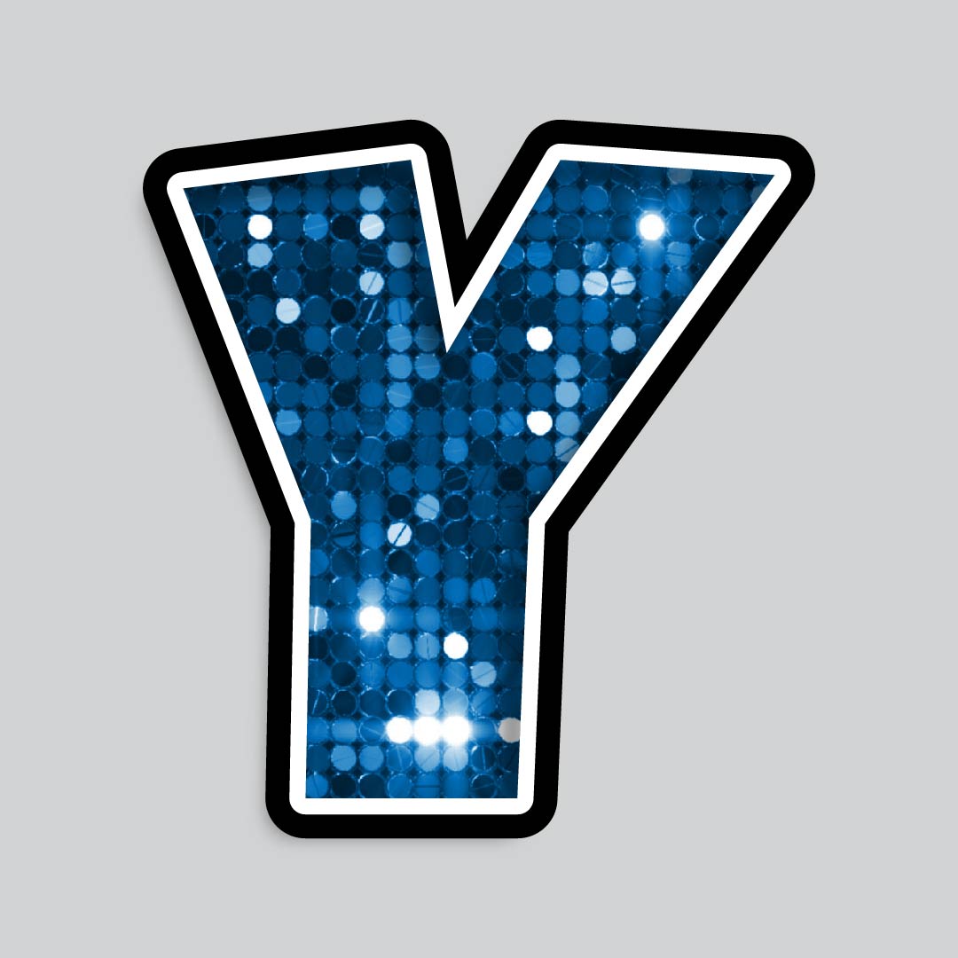 23.5” INDIVIDUAL LUCKY GUY SEQUIN BLUE SHADOW LETTERS