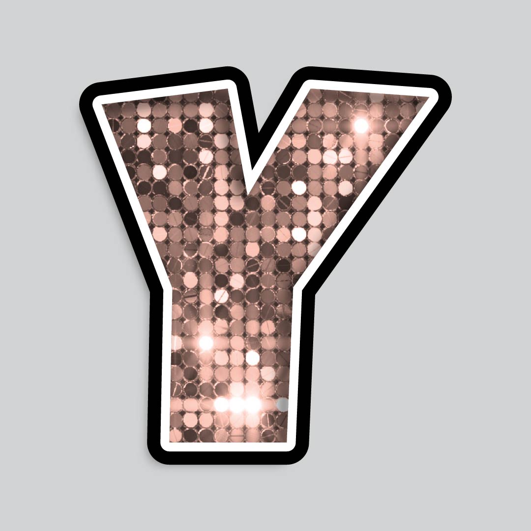 23.5” INDIVIDUAL LUCKY GUY SEQUIN ROSE GOLD SHADOW LETTERS