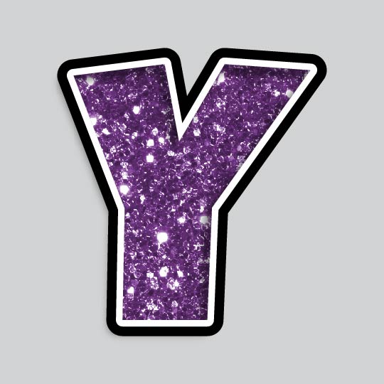 23.5” INDIVIDUAL LUCKY GUY PURPLE CHUNKY GLITTER LETTERS