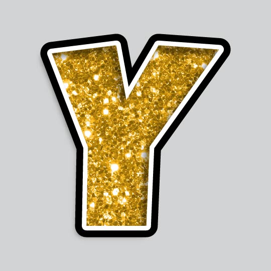 23.5” INDIVIDUAL LUCKY GUY GOLD CHUNKY GLITTER LETTERS