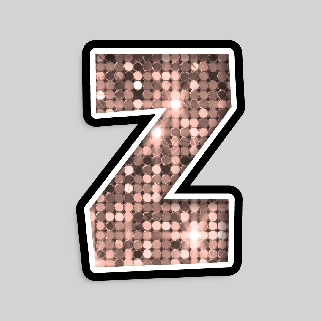 23.5” INDIVIDUAL LUCKY GUY SEQUIN ROSE GOLD SHADOW LETTERS