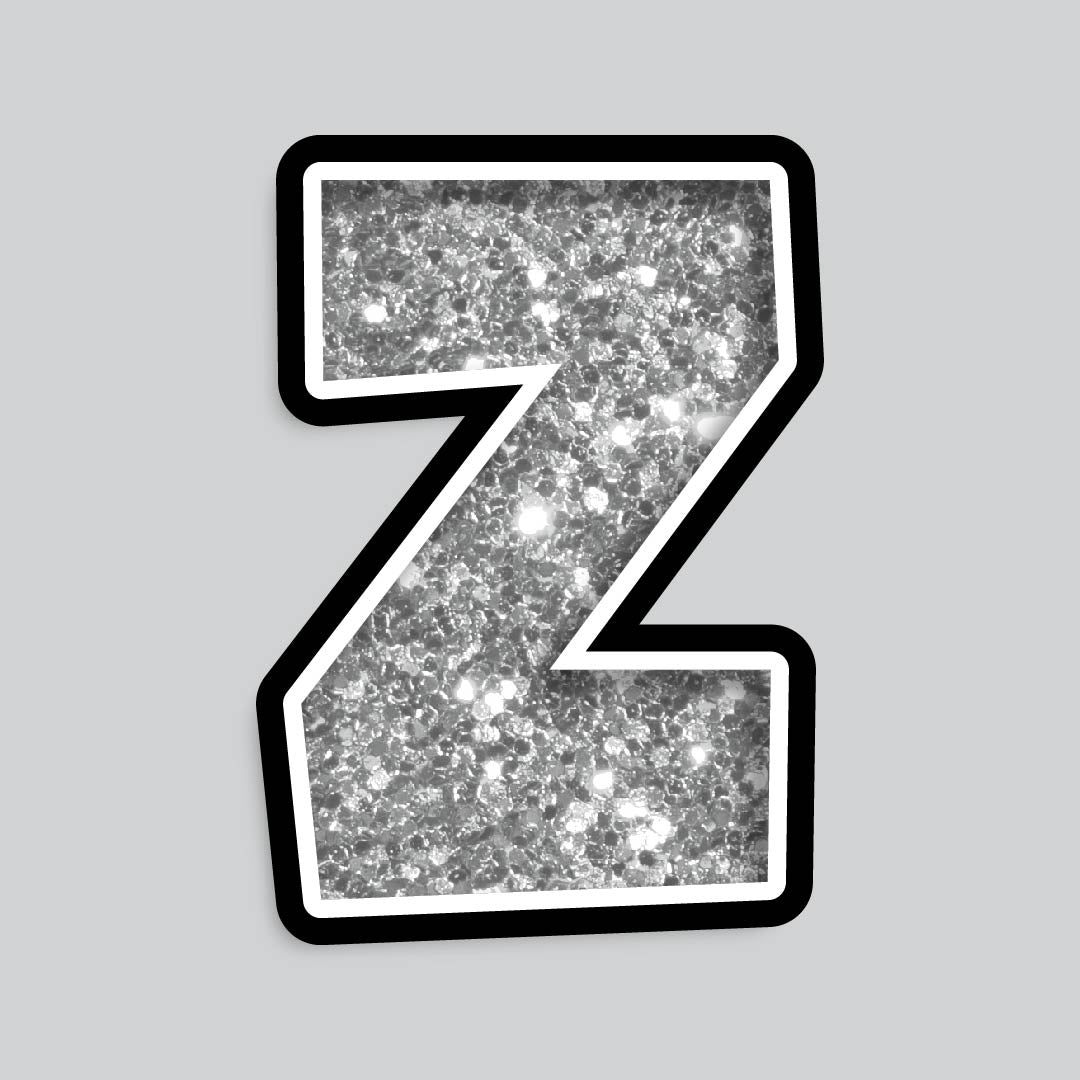 23.5” INDIVIDUAL LUCKY GUY SILVER CHUNKY GLITTER LETTERS