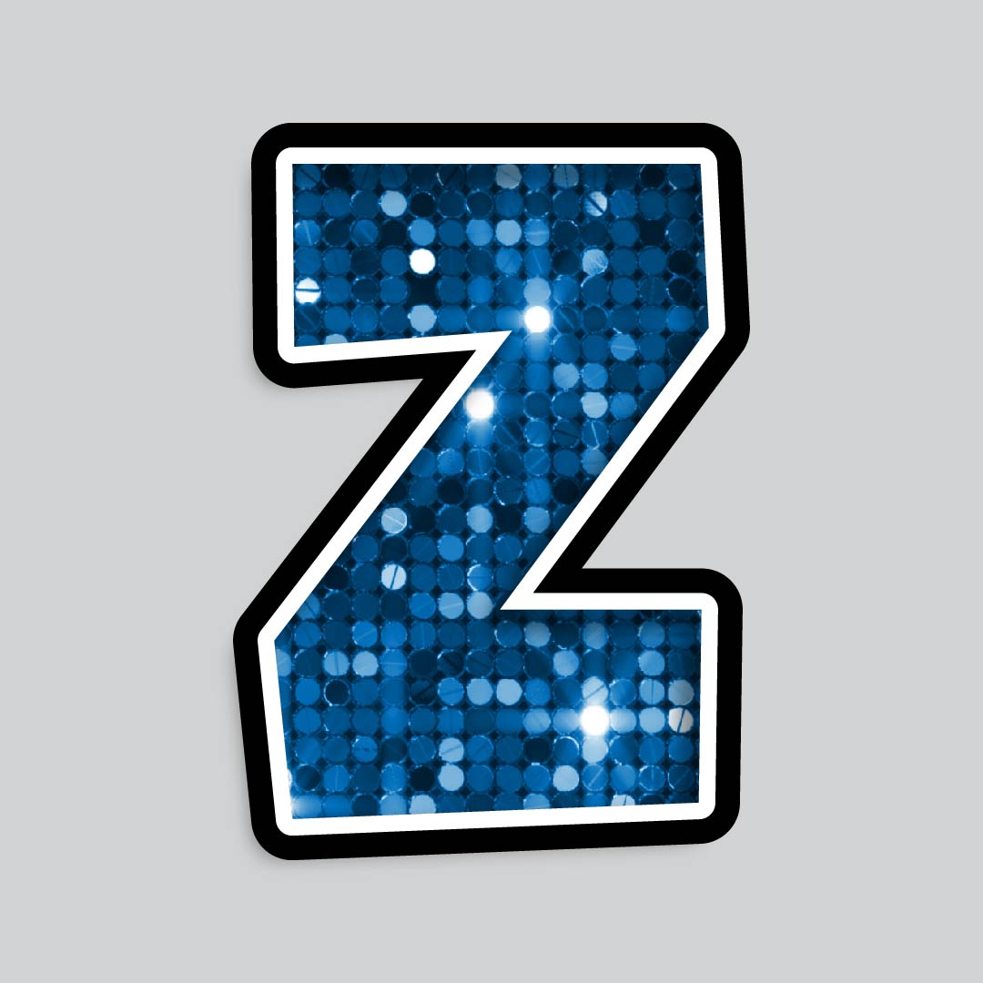 23.5” INDIVIDUAL LUCKY GUY SEQUIN BLUE SHADOW LETTERS