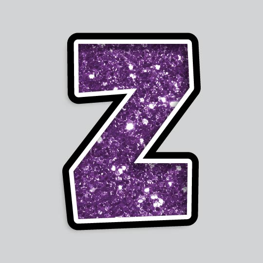 23.5” INDIVIDUAL LUCKY GUY PURPLE CHUNKY GLITTER LETTERS