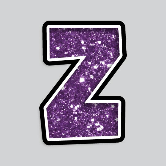 Purple Glitter Letters Sticker Sheet